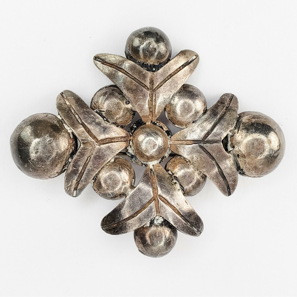 Vintage Sterling Silver 925 Mexico Sculptural Modern Design Brooch Pin